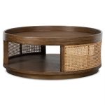 NATURAL CANE WOODEN ROUND COFFEE TABLE