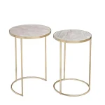 MARBLE TOP GOLD ROUND NESTING TABLE - Image 2
