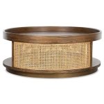 NATURAL CANE WOODEN ROUND COFFEE TABLE - Image 3