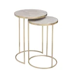 MARBLE TOP GOLD ROUND NESTING TABLE - Image 7