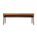 Low Back Acacia Wood Dining Bench with Faux Leather Upholstery - Image 5