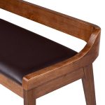 Low Back Acacia Wood Dining Bench with Faux Leather Upholstery - Image 6